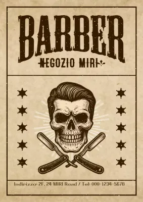 Pubblicità vintage di un barbiere marrone