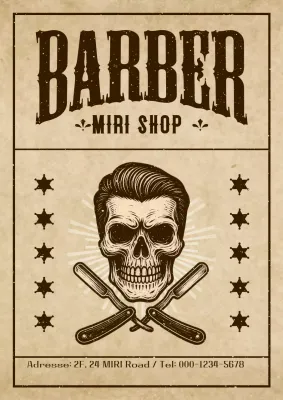 Braune Vintage Barbershop-Werbung