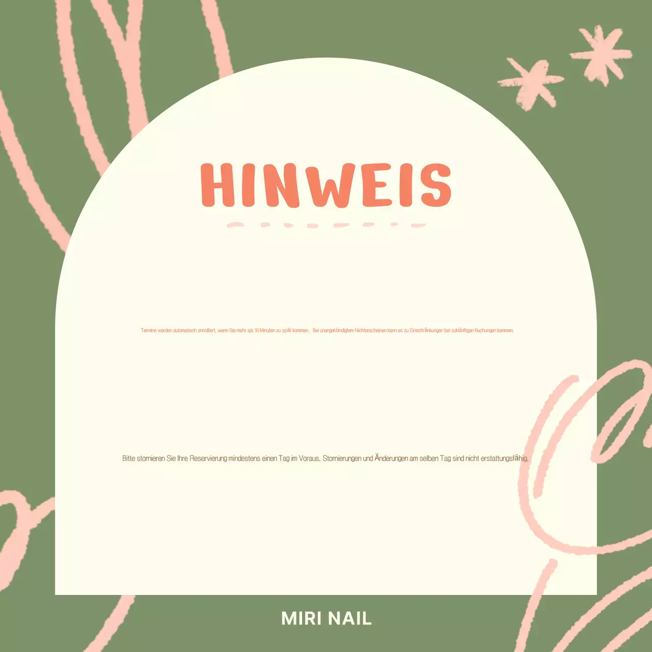 Khaki Simple Nail Shop Hinweis