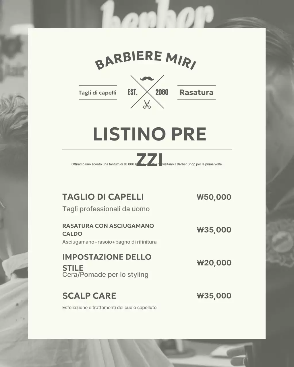 Listino prezzi promozione Gray Simple Barber Shop