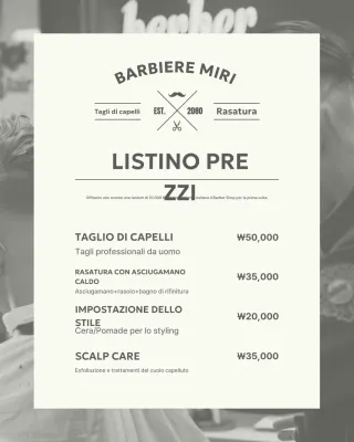 Listino prezzi promozione Gray Simple Barber Shop