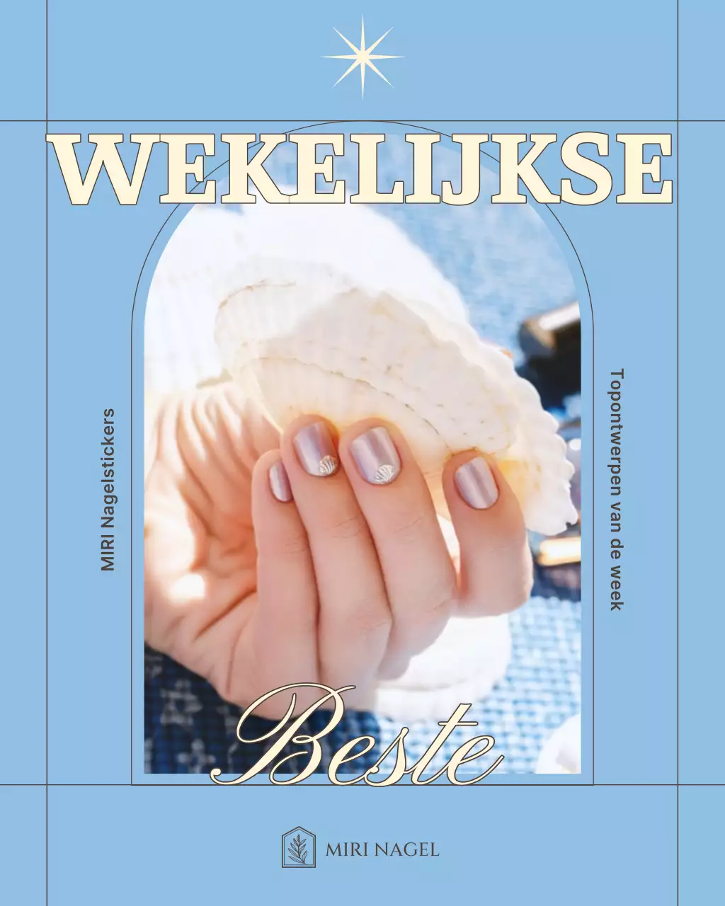 Advertentie voor moderne nagelkunst in hemelsblauw