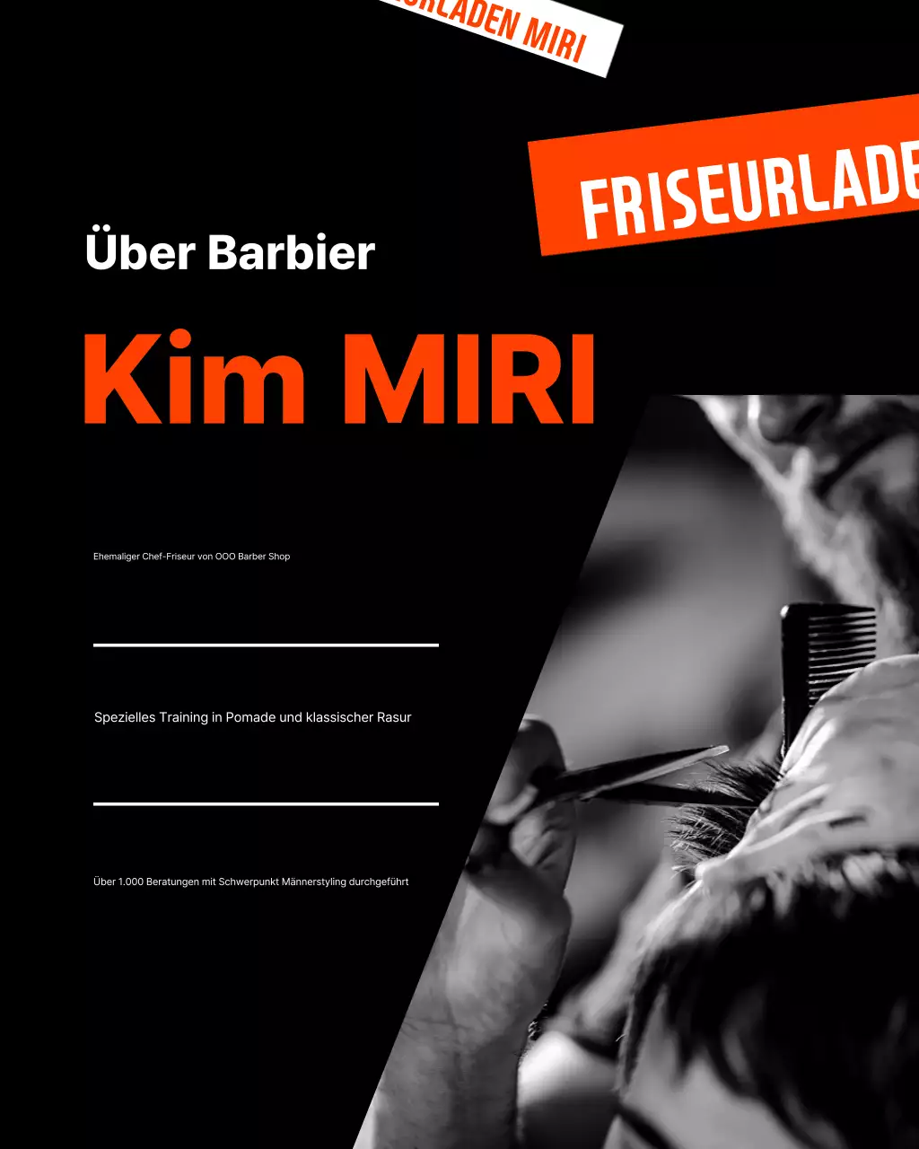 Schwarze moderne Barbershop-Werbung