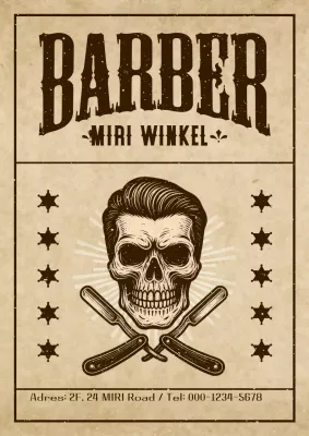 Bruine vintage kapperszaak advertentie