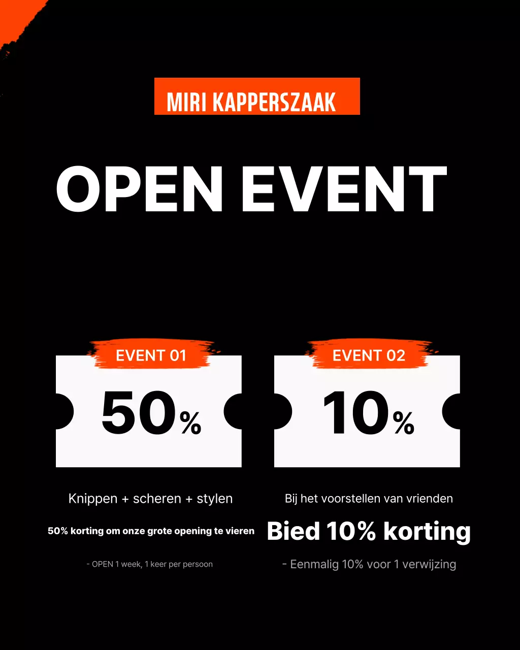 Zwarte moderne kapperszaak advertentie