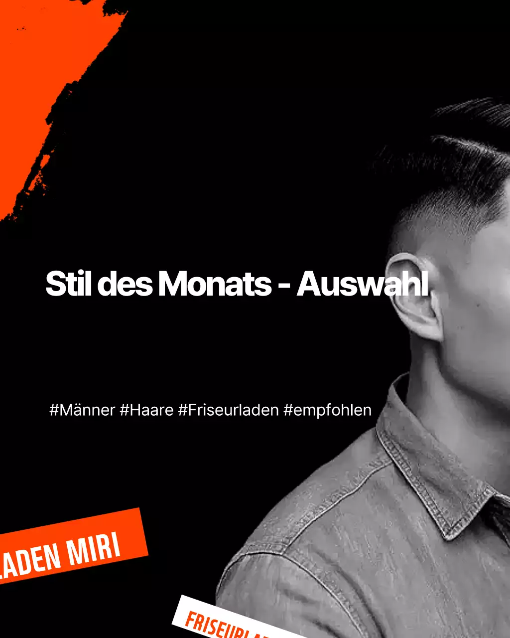 Schwarze moderne Barbershop-Werbung