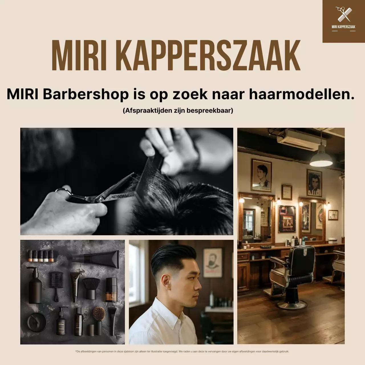 Werving van beige vintage haarmodellen