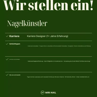 Stellenausschreibung für Khaki Basic Nail Art