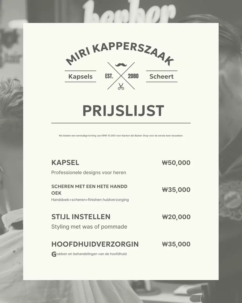 Gray Simple Barbershop Prijslijst Promotie