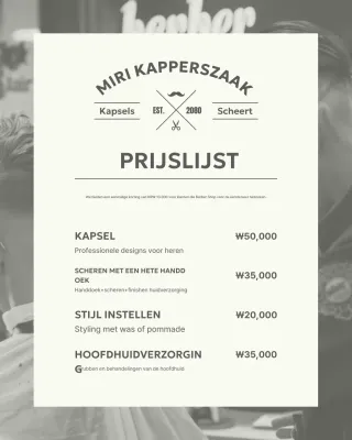 Gray Simple Barbershop Prijslijst Promotie