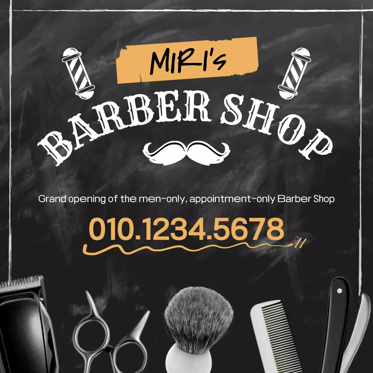 Black Vintage Barbershop Open