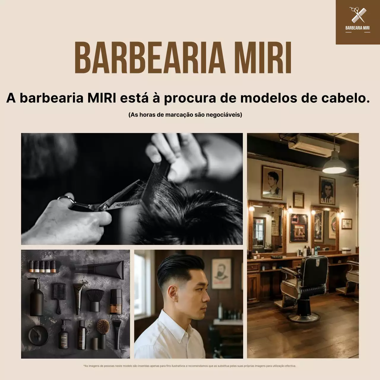 Recrutamento de modelo de cabelo vintage bege