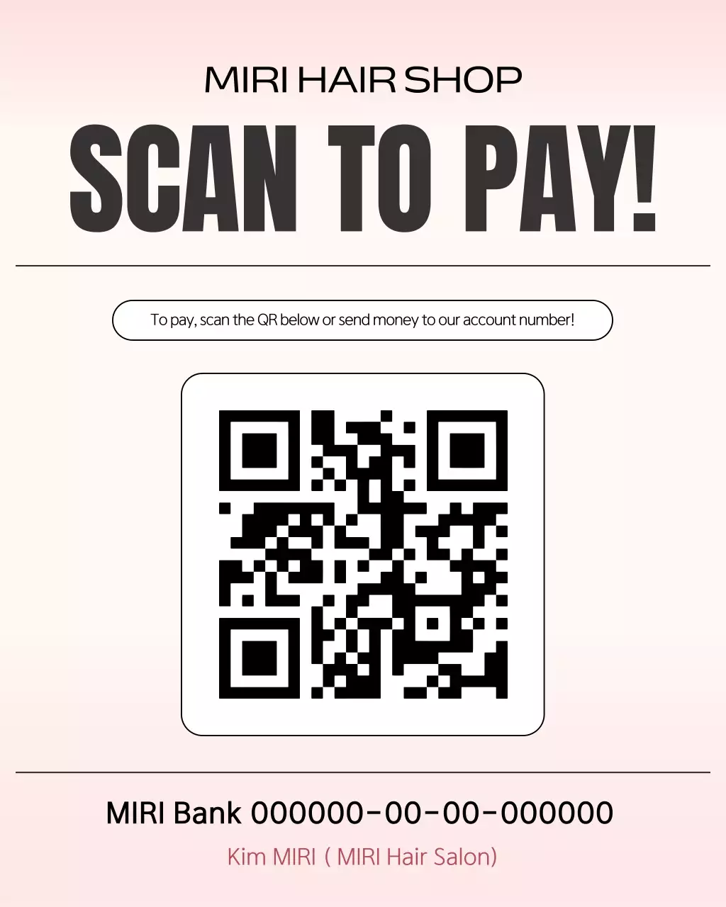Pink Simple Hair Shop Payment Guide
