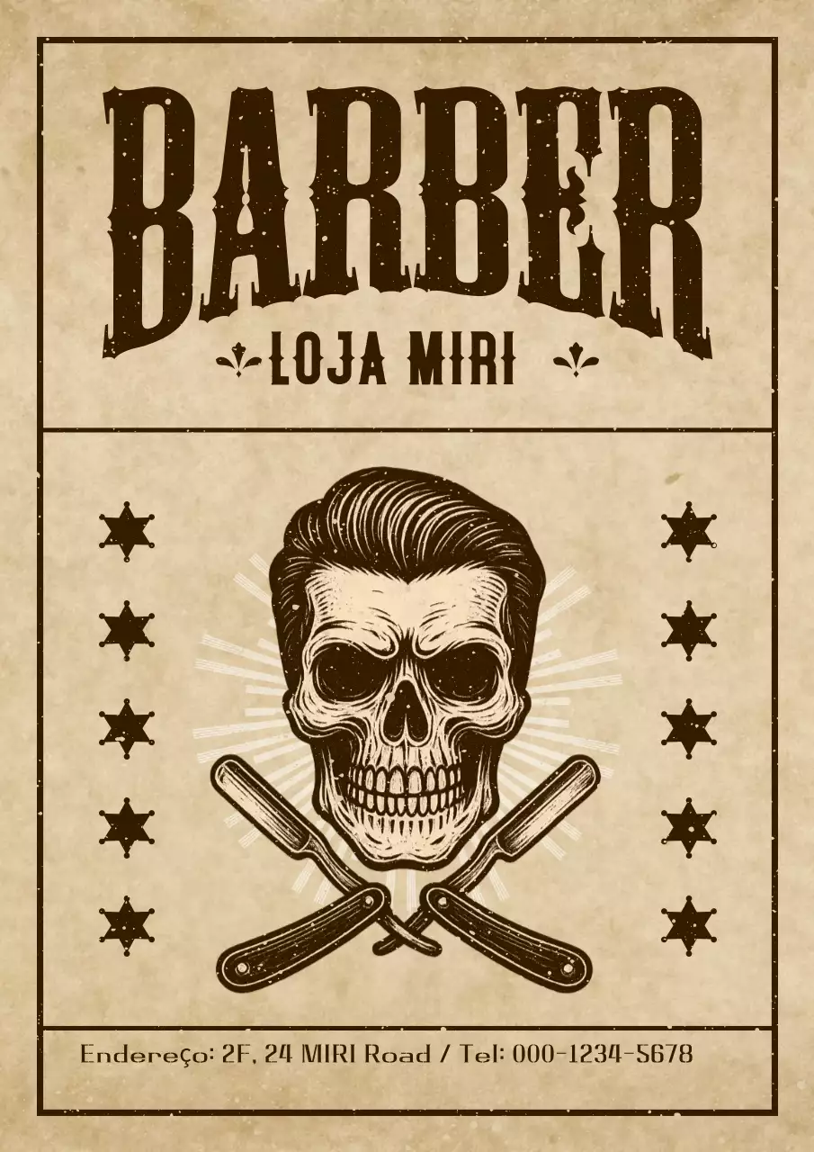 Propaganda de barbearia vintage marrom