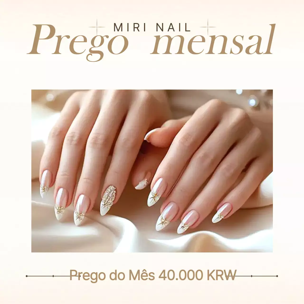 Anúncio de Nail Art Bege Elegante
