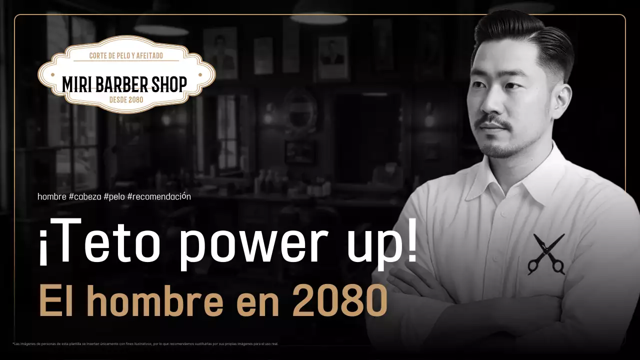 Anuncio de barbería moderna negra