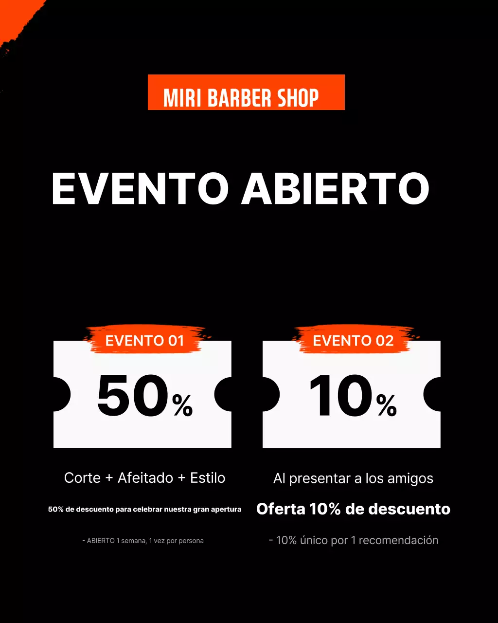 Anuncio de barbería moderna negra