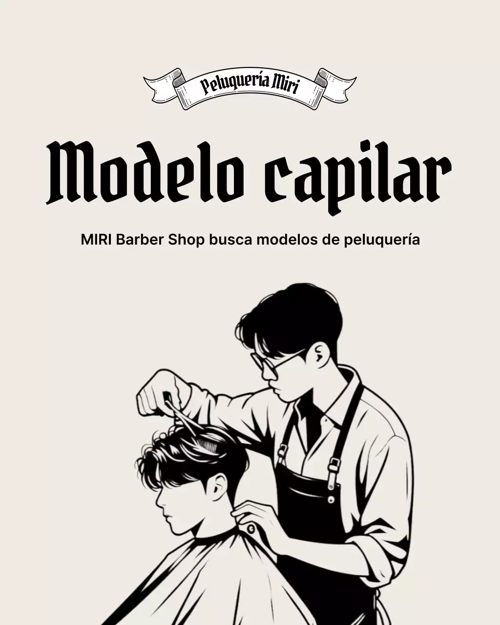 Promoción de barbería Black Simple