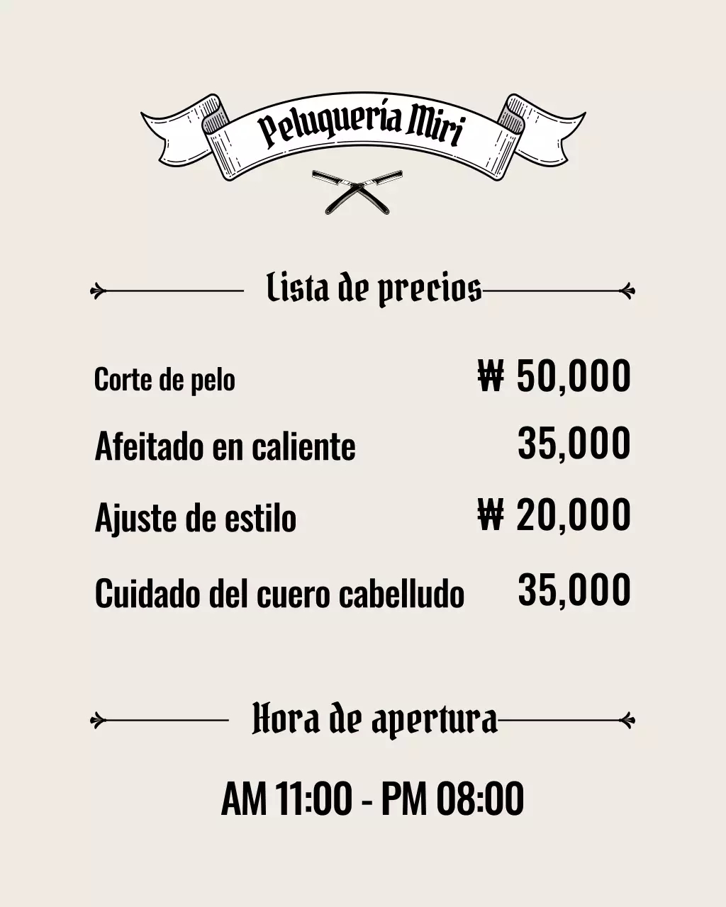 Promoción de barbería Black Simple