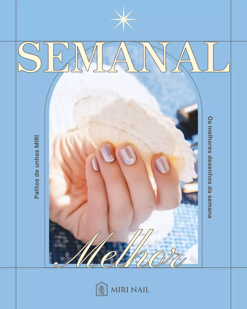 Anúncio de Nail Art Moderna Azul-Céu