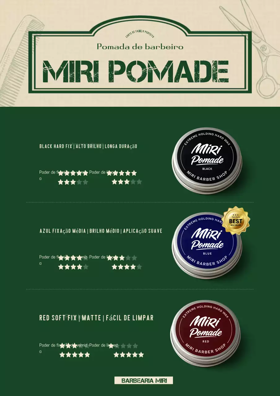 Promoção de produtos para penteados simples e verdes