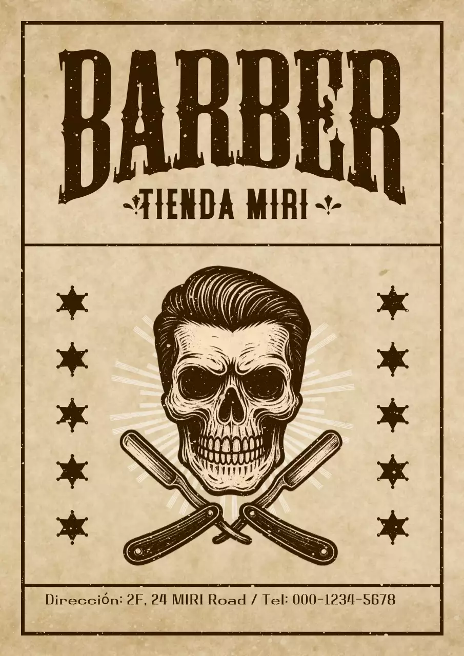 Anuncio vintage de barbería marrón
