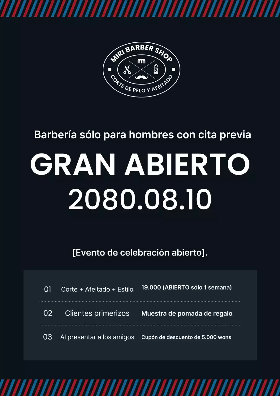 Evento de inauguración de la barbería moderna negra