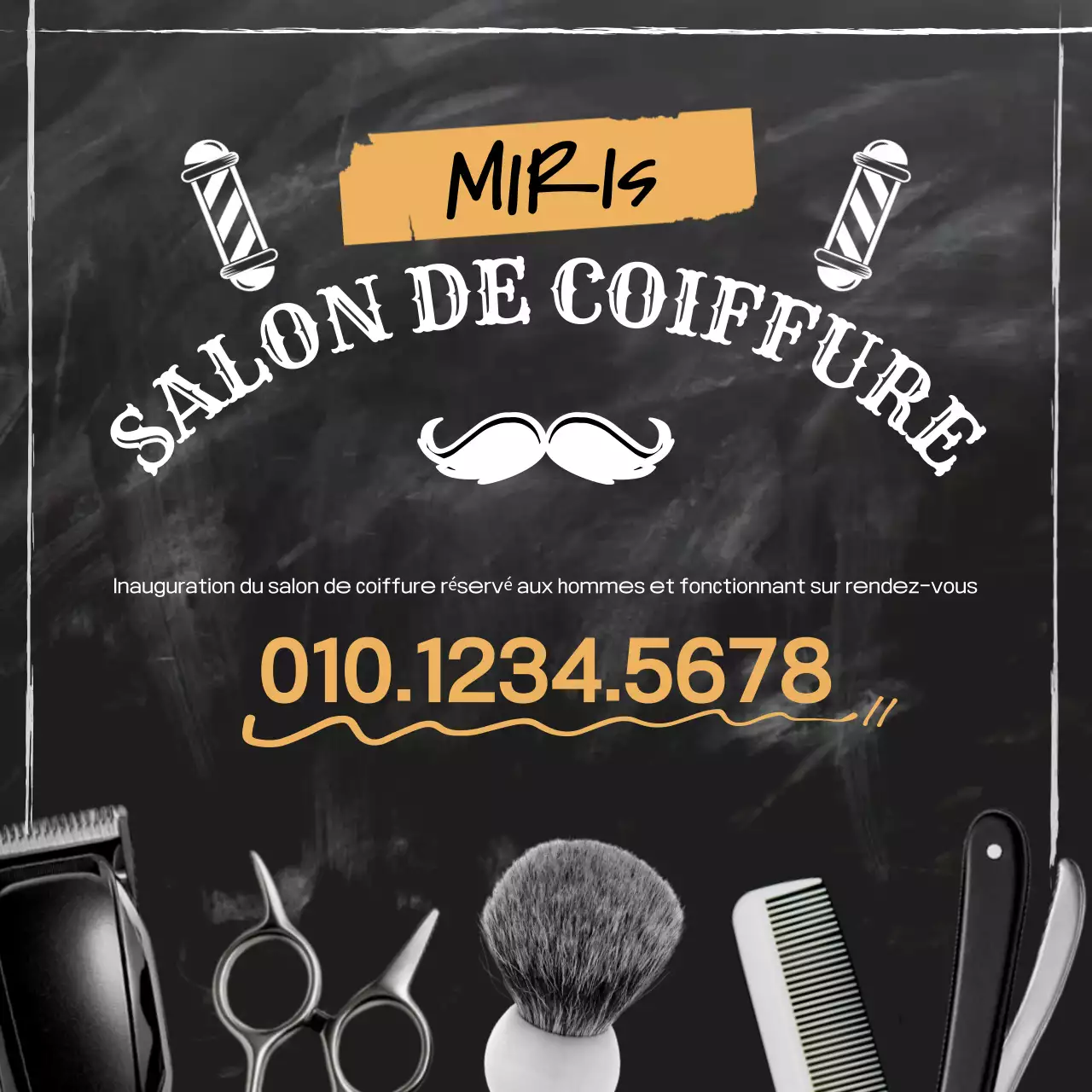 Salon de coiffure vintage noir ouvert