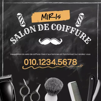 Salon de coiffure vintage noir ouvert