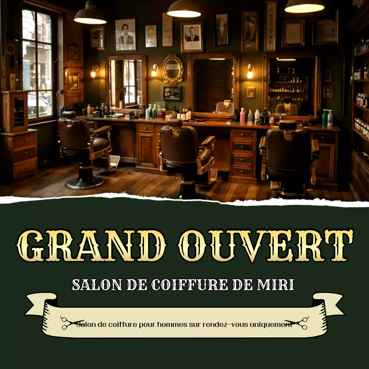 Ouverture du salon de coiffure vintage Khaki