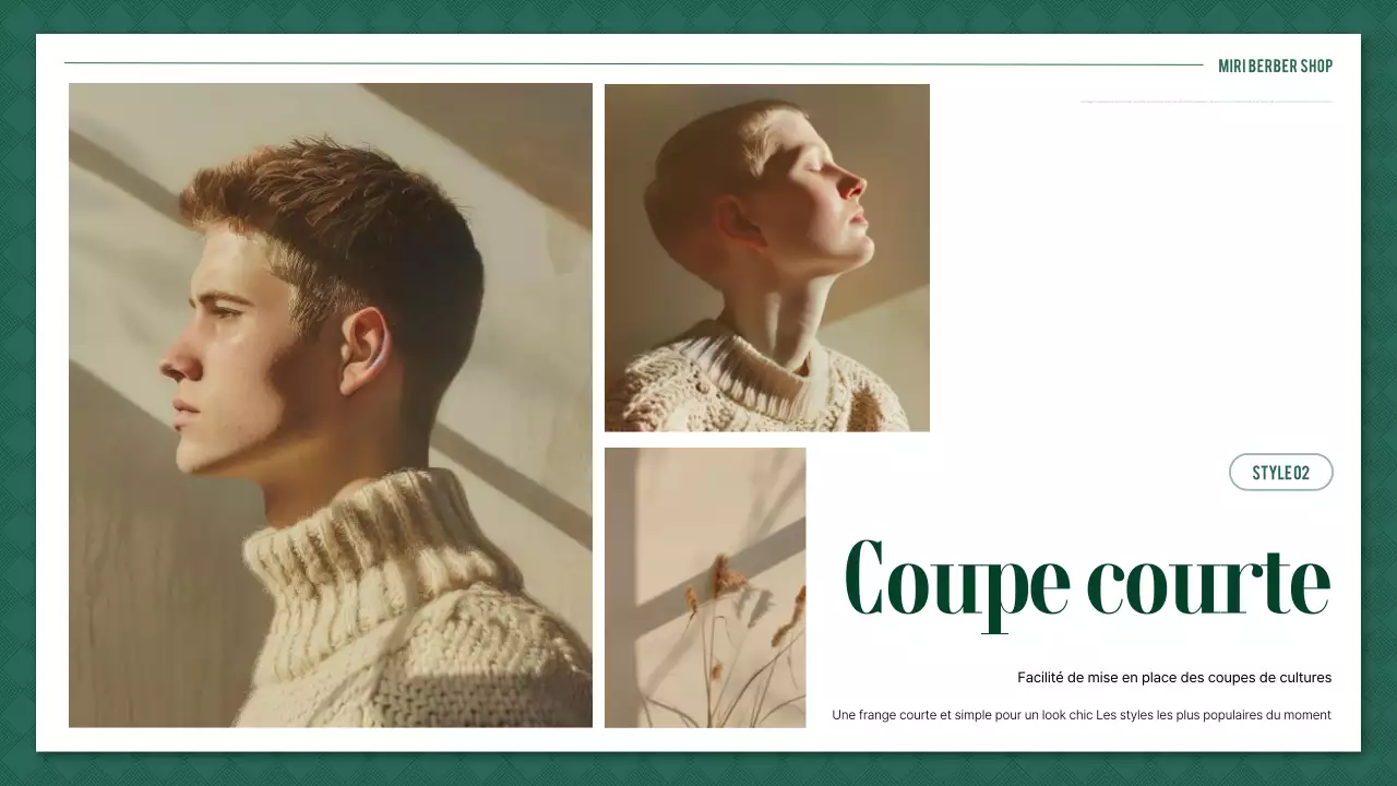 Guide de style du salon de coiffure vert simple