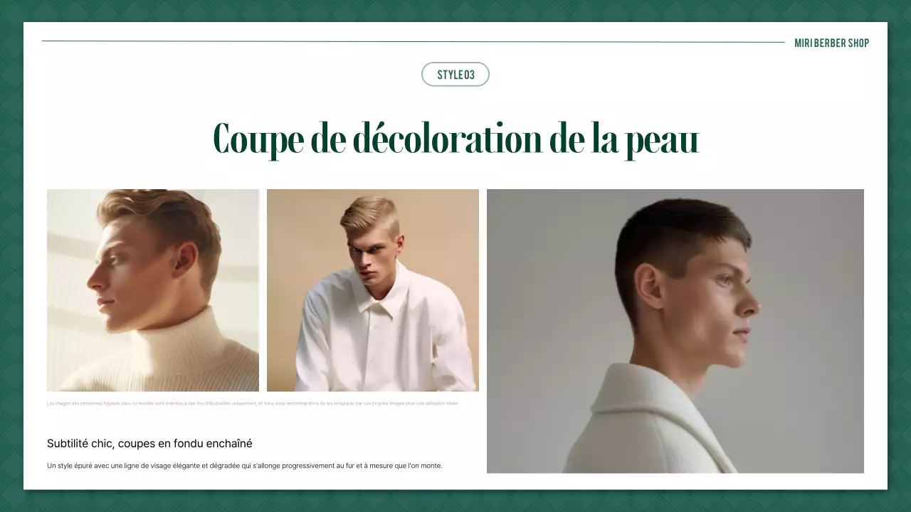 Guide de style du salon de coiffure vert simple