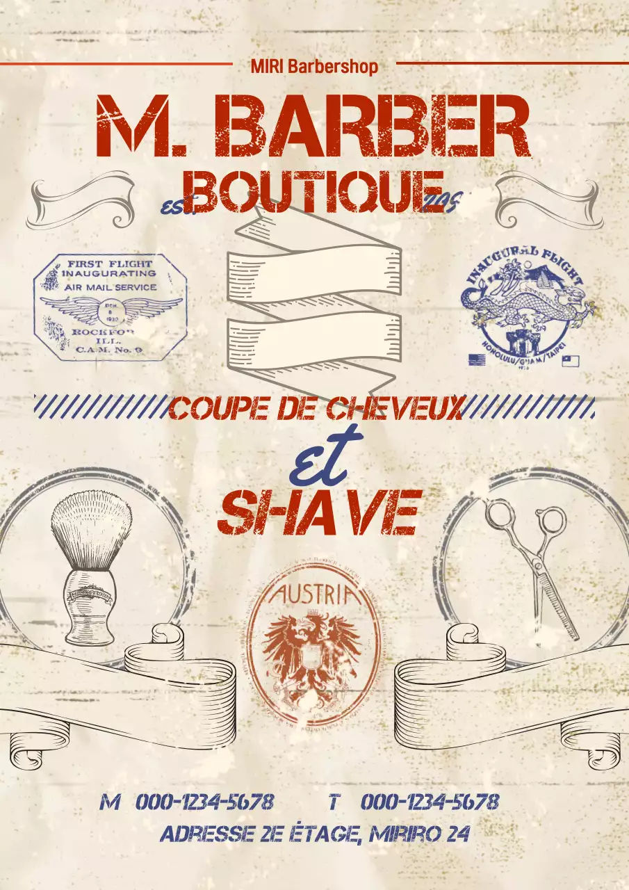 Publicité vintage beige pour un salon de beauté