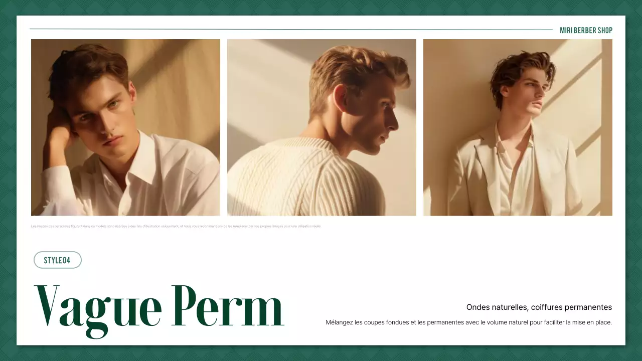 Guide de style du salon de coiffure vert simple