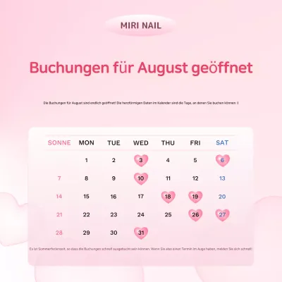 Ankündigung zur offenen Reservierung von Pink Simple Nail