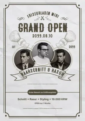 Gray Vintage Barbershop Eröffnungsveranstaltung
