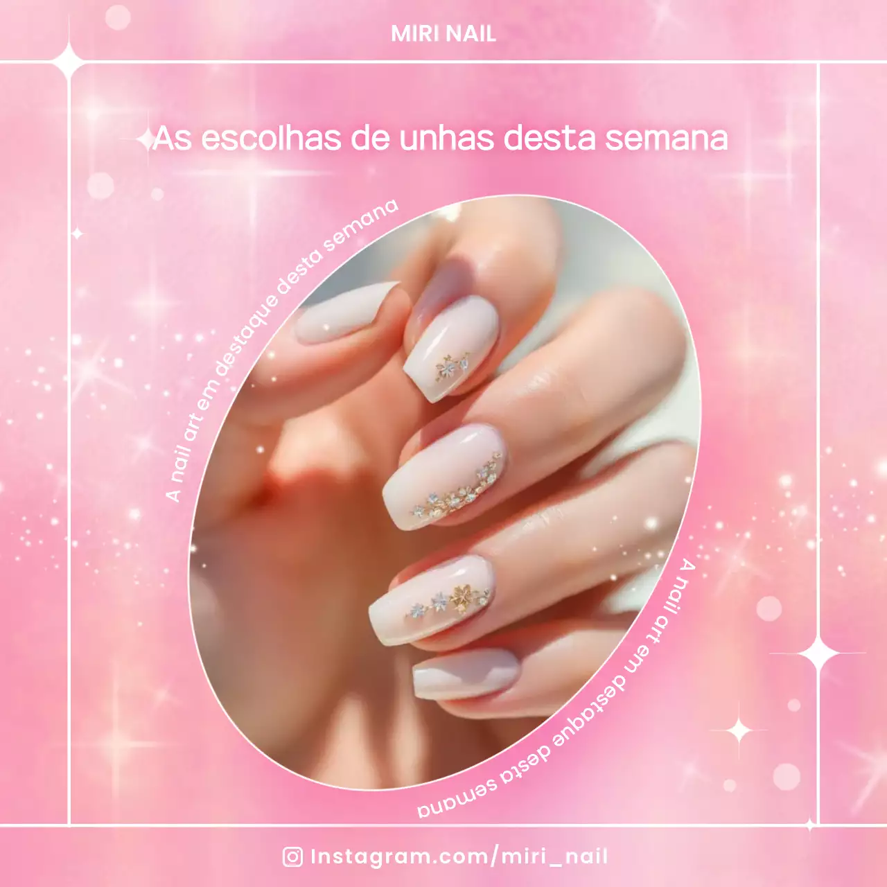 Anúncio de nail art rosa fofa