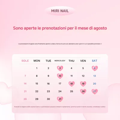 Annuncio di apertura delle prenotazioni per le unghie rosa semplici