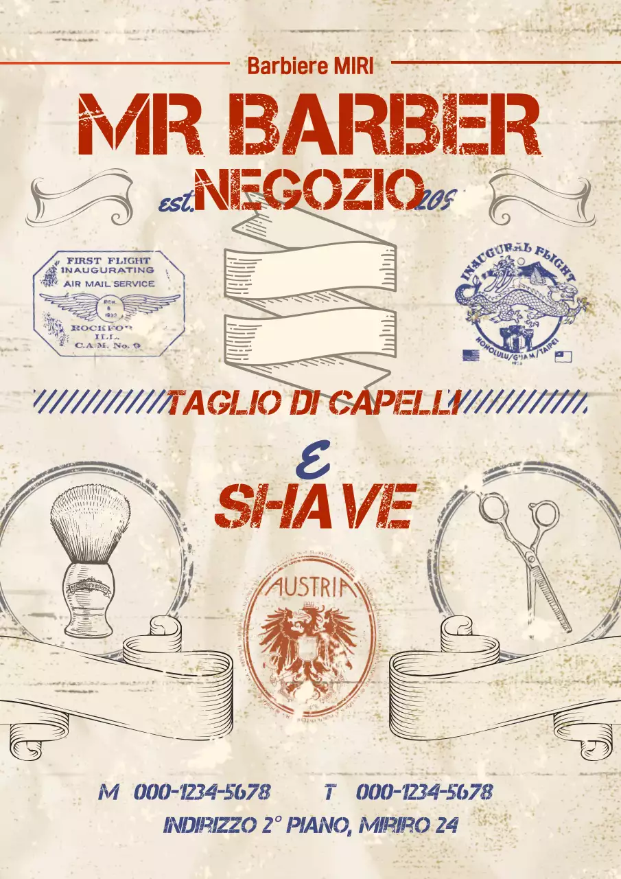 Pubblicità del salone di bellezza vintage beige