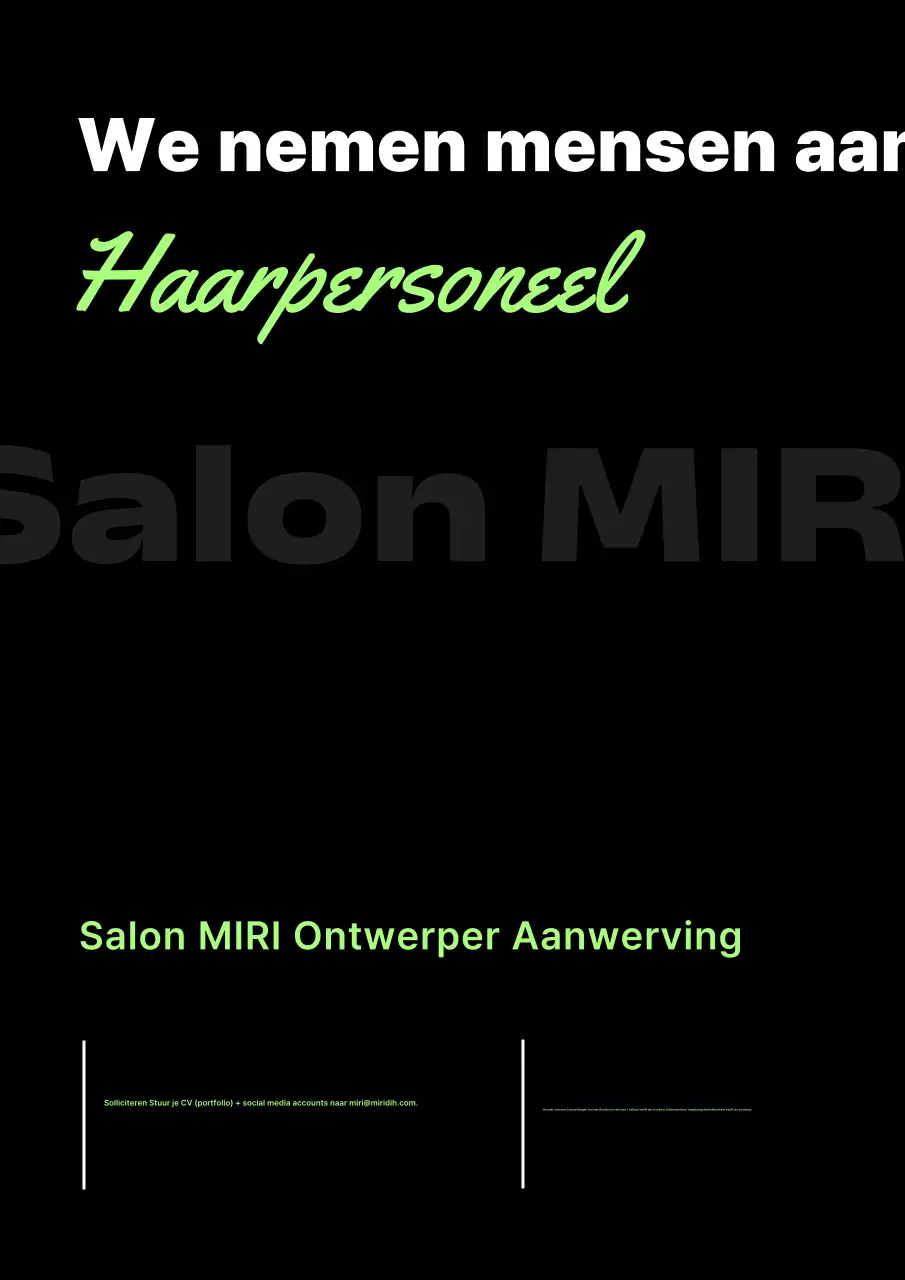 Vacature minimalistische zwarte en fluorescerende kapsalon voor haarstylist