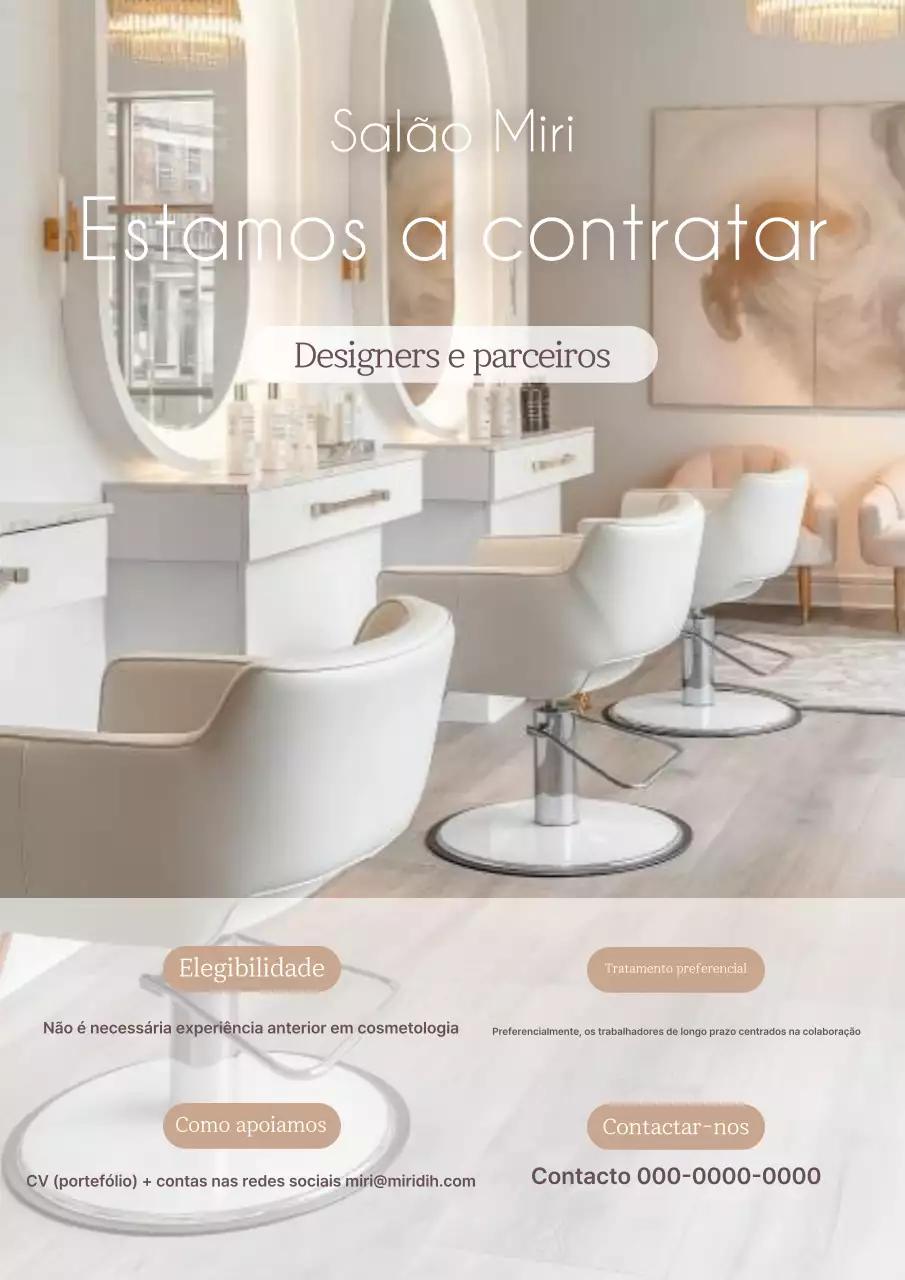 Vaga de emprego na Bege Modern Beauty