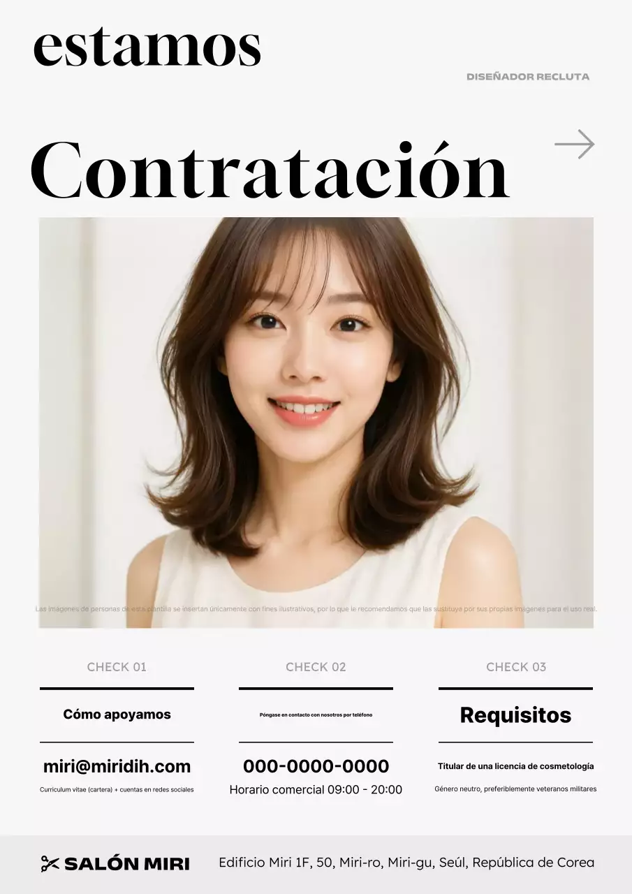 Anuncio de contratación de diseñadora moderna negra