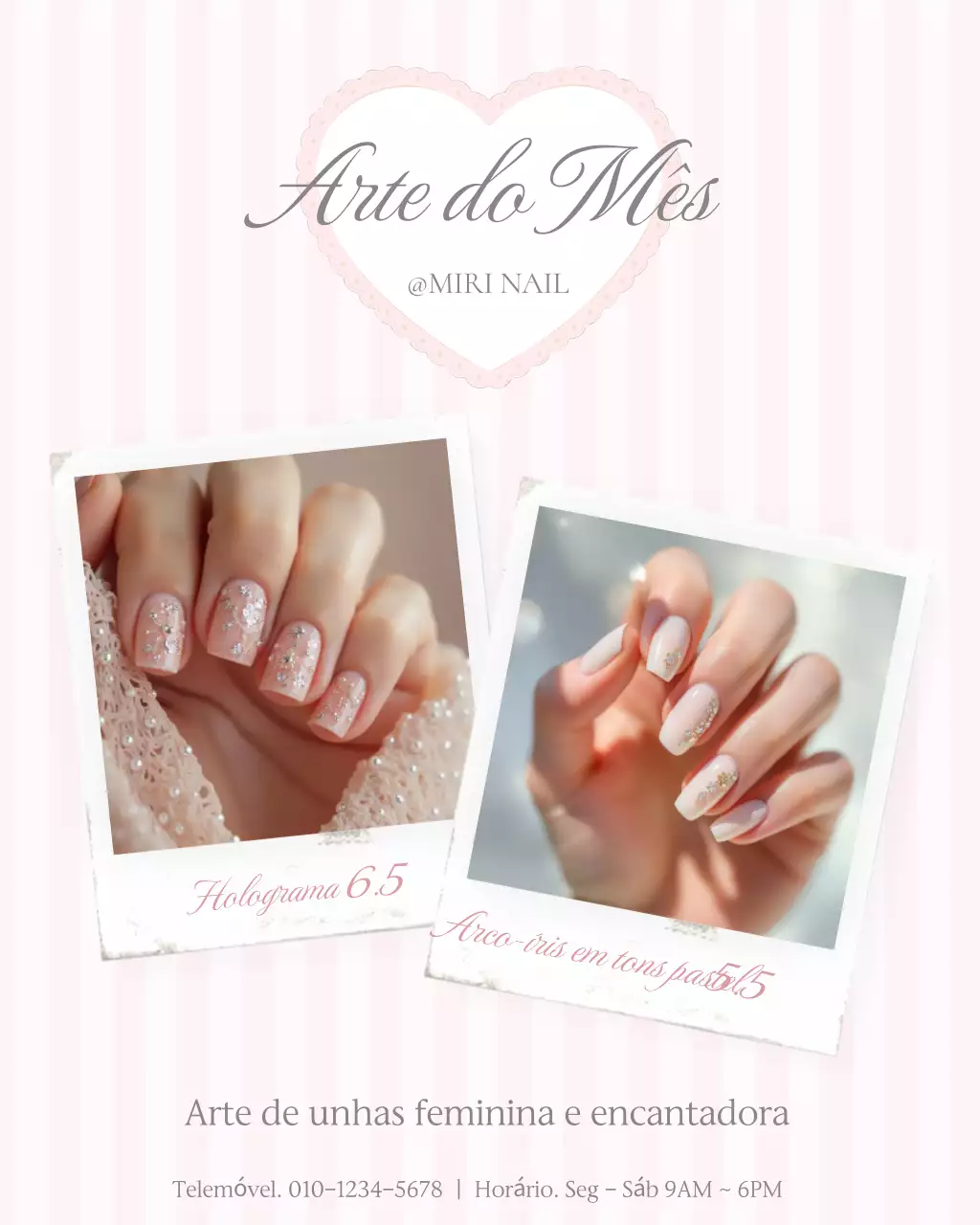Promoção de nail art fofa da Pink