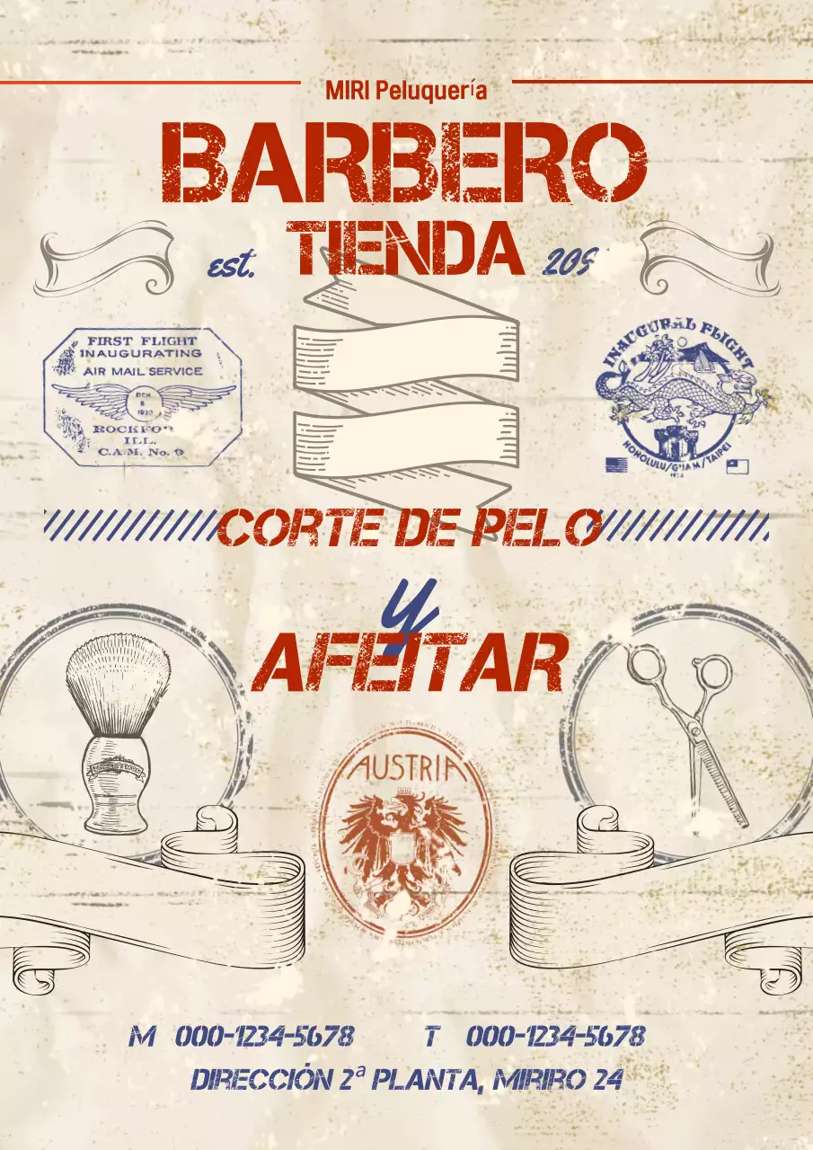 Anuncio de salón de belleza vintage beige