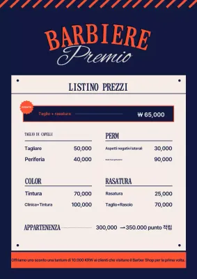 Guida semplice ai prezzi dei barbieri in blu navy e arancione