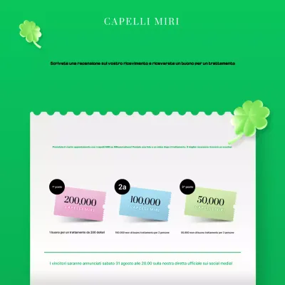 Un semplice evento promozionale di recensione di un salone di bellezza verde e bianco.