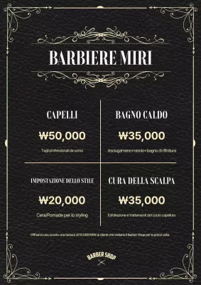 Menù del barbiere classico nero