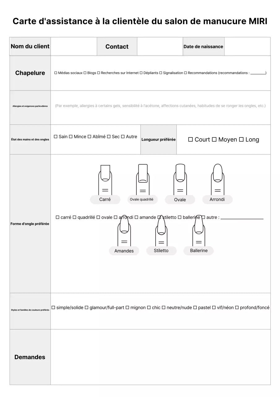 Papeterie de soins des ongles grise et soignée