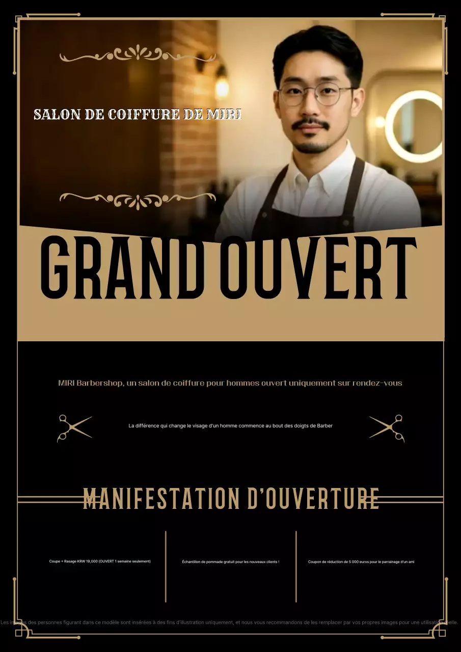 Événement d'ouverture du salon de coiffure vintage beige