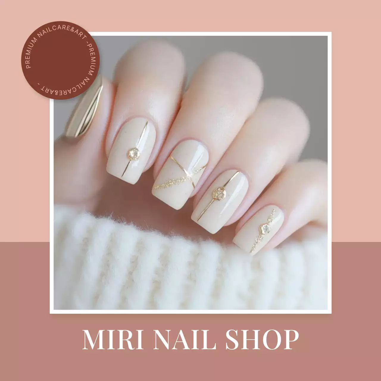 Anúncio de Nail Art Moderna Bege